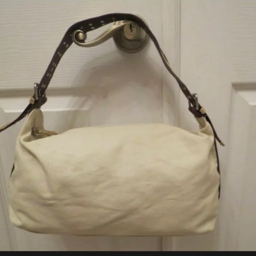 CHATEAU COTTON BEIGE/BROWN & GOLD COLOR HANDBAG/PURSE